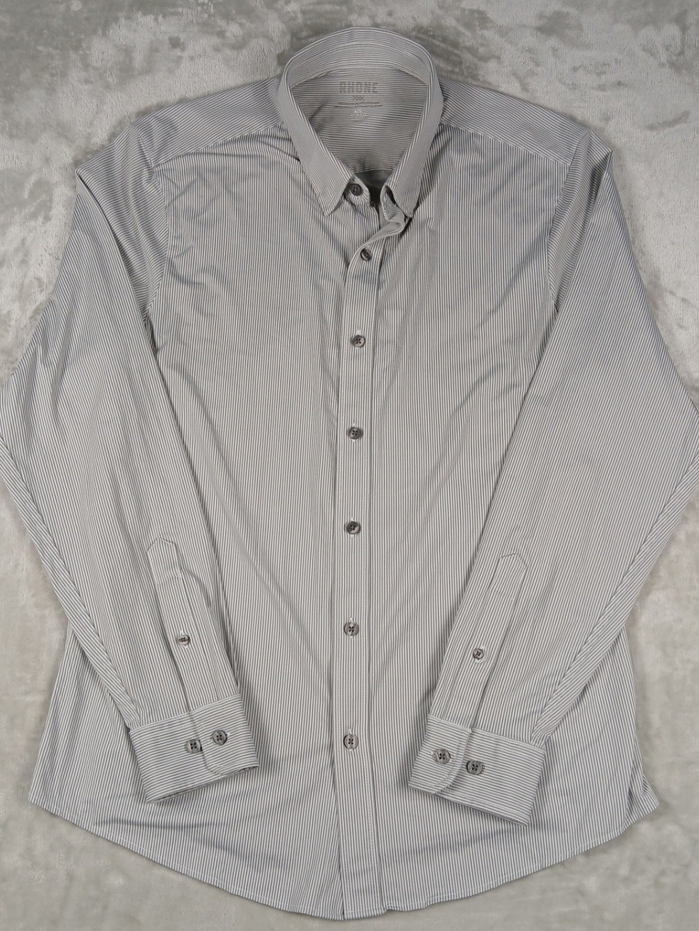 Rhone Commuter Shirt L Men's Slim Fit Button Up Striped Performance Stretch